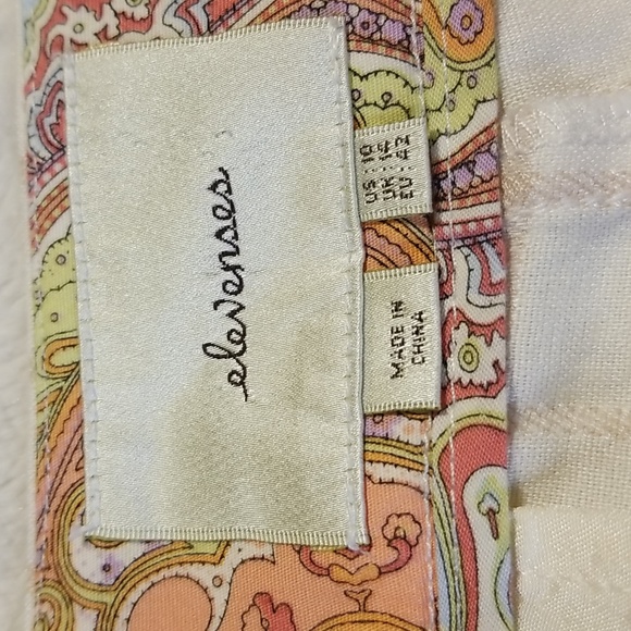 Anthropologie Elevenses Pants Womens Size 10 Wide Leg Cream Plaid Linen - Picture 8 of 14